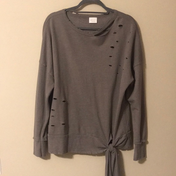 NWOT Distressed Gray Crewneck Sweatshirt - Picture 1 of 5